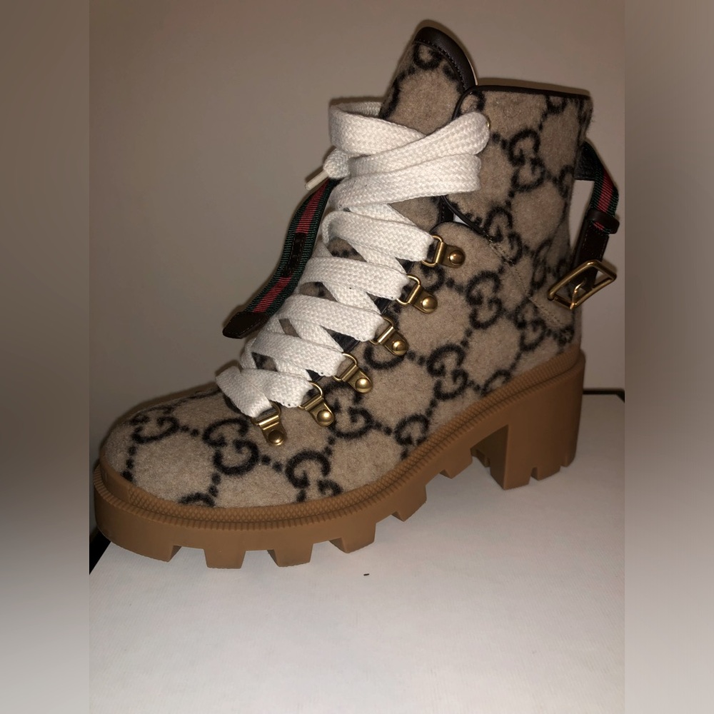 Gucci GG Logo wool combat boots